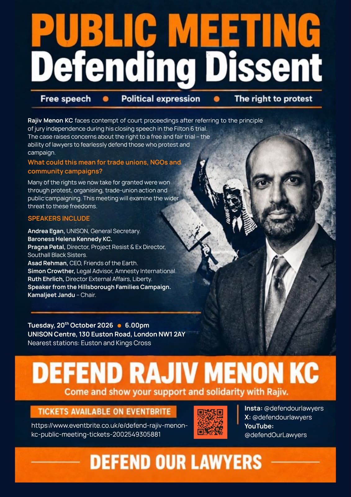 Public meeting to defend Rajiv Menon